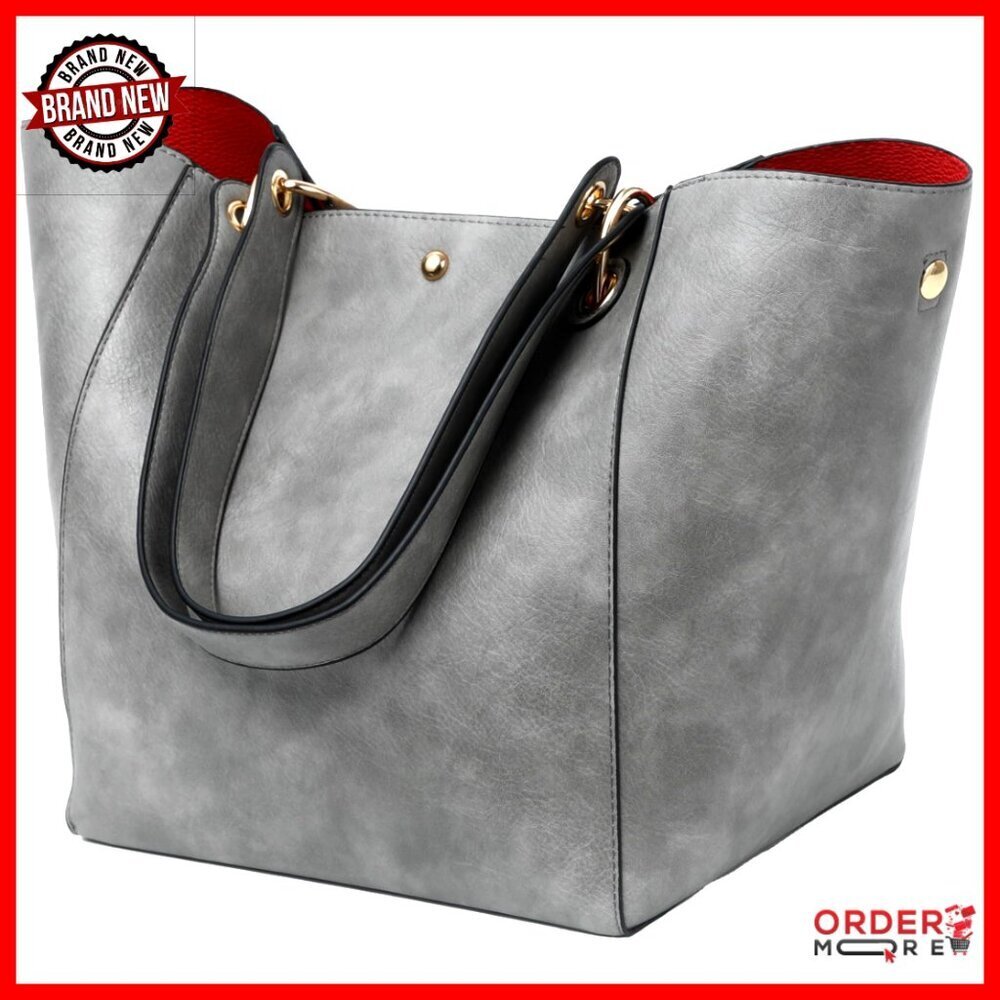 Large Work Tote Bag with Crossbody Strap, Vegan Leather, 25L Capacity